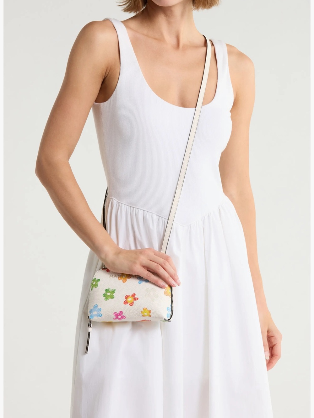 Marc Jacobs White Crossbody with Multicolor Floral Accents